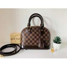 Bolso Cabás Louis Vuitton Hampstead en lona a cuadros azul celeste y cuero  natural Louis Vuitton Alma 399330, Extension-fmedShops