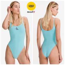 Calvin Klein พร้อมส่ง ชุดว่ายน้ำวันพีช Calvin Klein Scoop Back One Piece Swimsuit สี Soft Turquoise