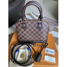 Bolso Cabás Louis Vuitton Hampstead en lona a cuadros azul celeste y cuero  natural Louis Vuitton Alma 399330, Extension-fmedShops