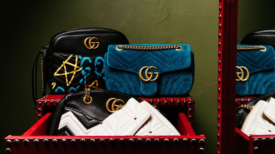 Gucci blue store marmont bag